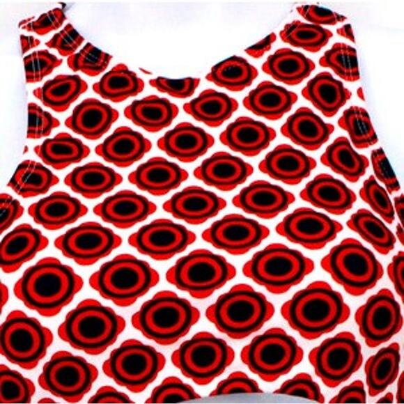 Swimsuit Red & Blue Geo Print Cutout Tankini Top Only Size Large - Picture 2 of 7